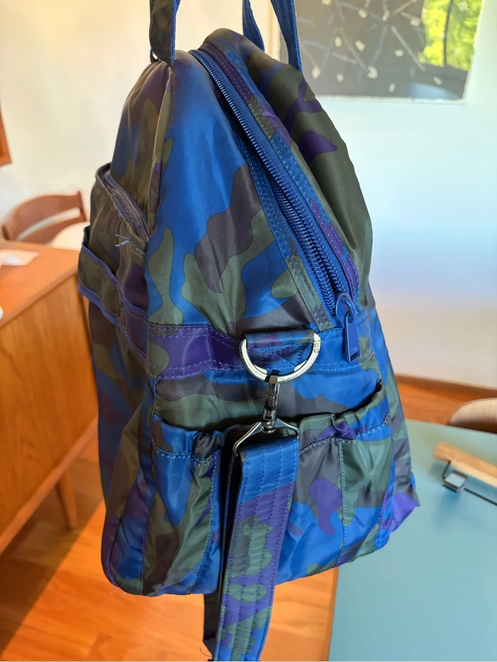 Lug Boxer Duffel Bag Blue Green Purple Camo Print